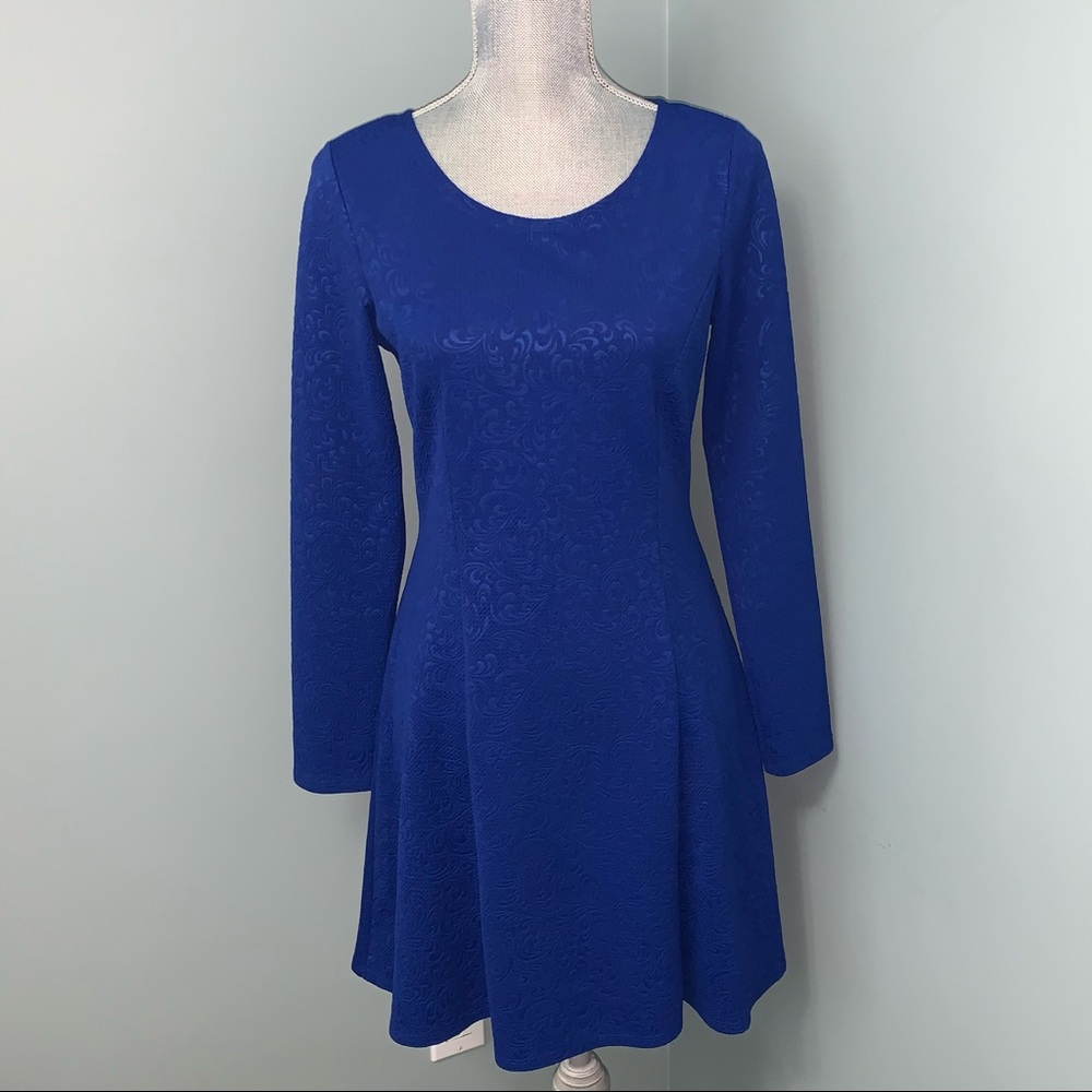 JOLIE women’s Blue long sleeve mini cocktail Dress wedding guest size small